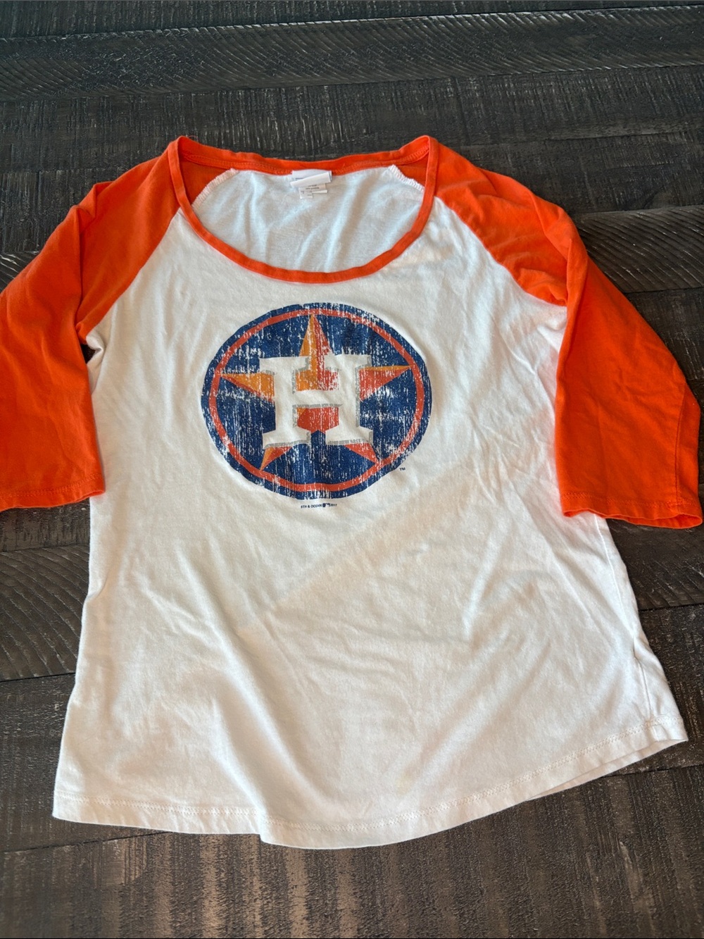 Genuine Merchandise White & Orange Houston Astros Raglan Tee
